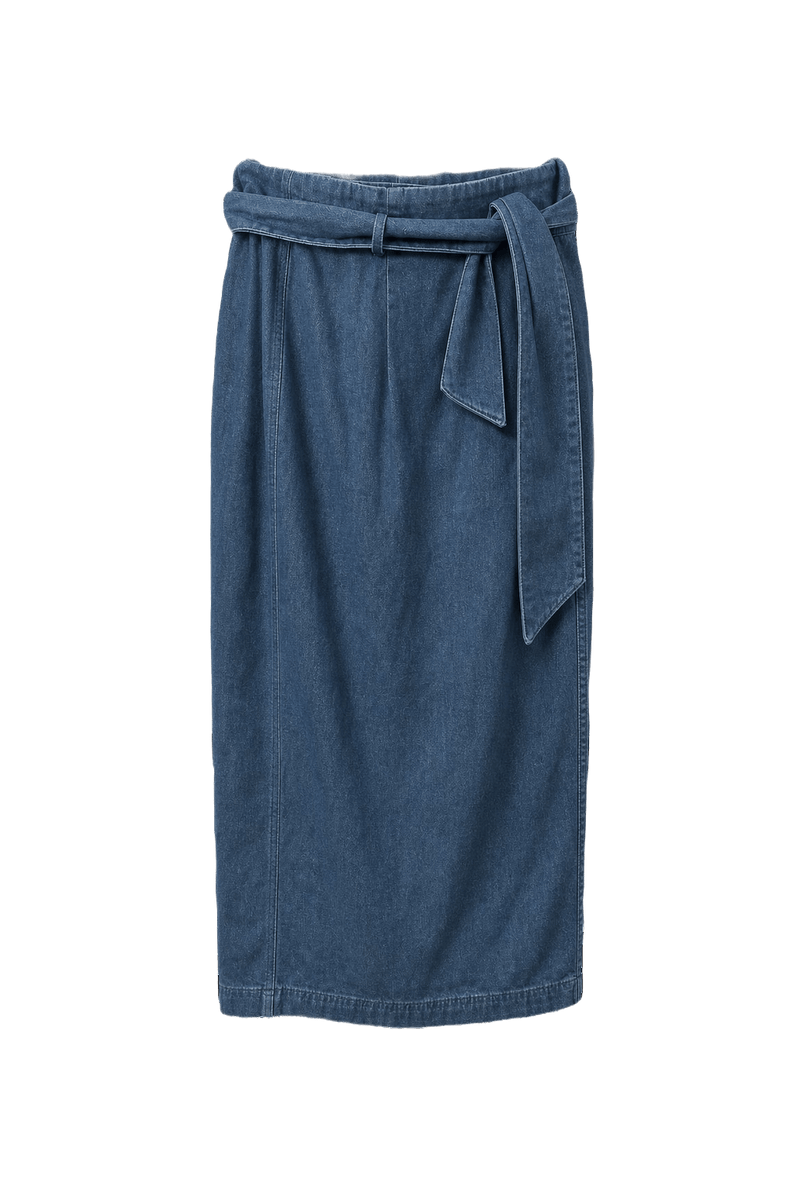 1980s Blue Cotton Skirt - Front View