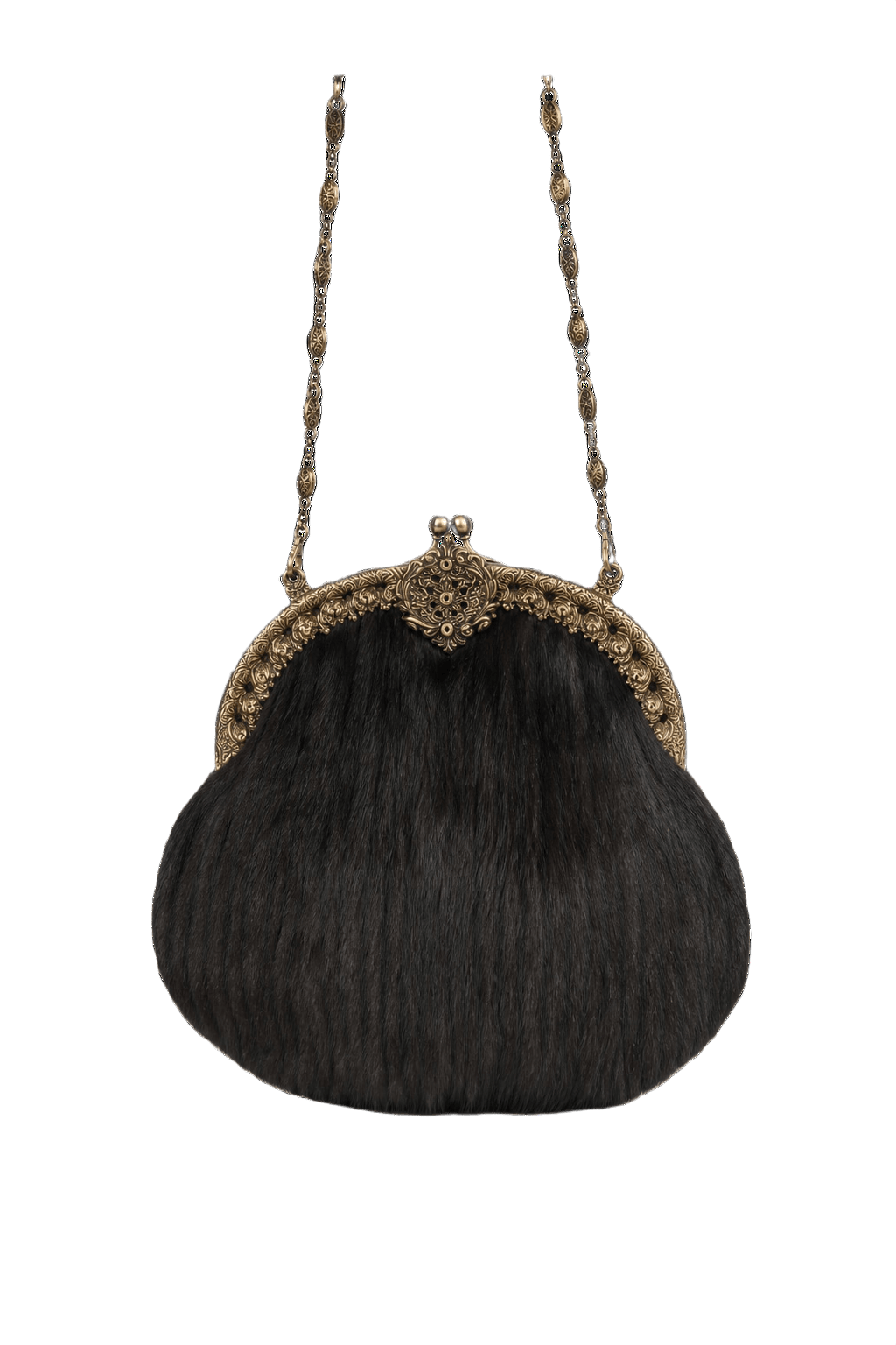 1960s Black Fur Bag - Front View