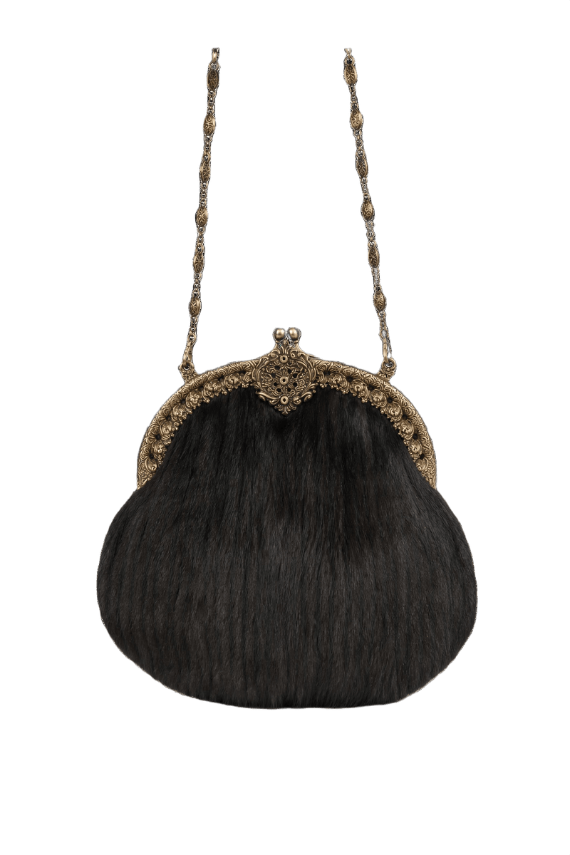 1960s Black Fur Bag - Front View