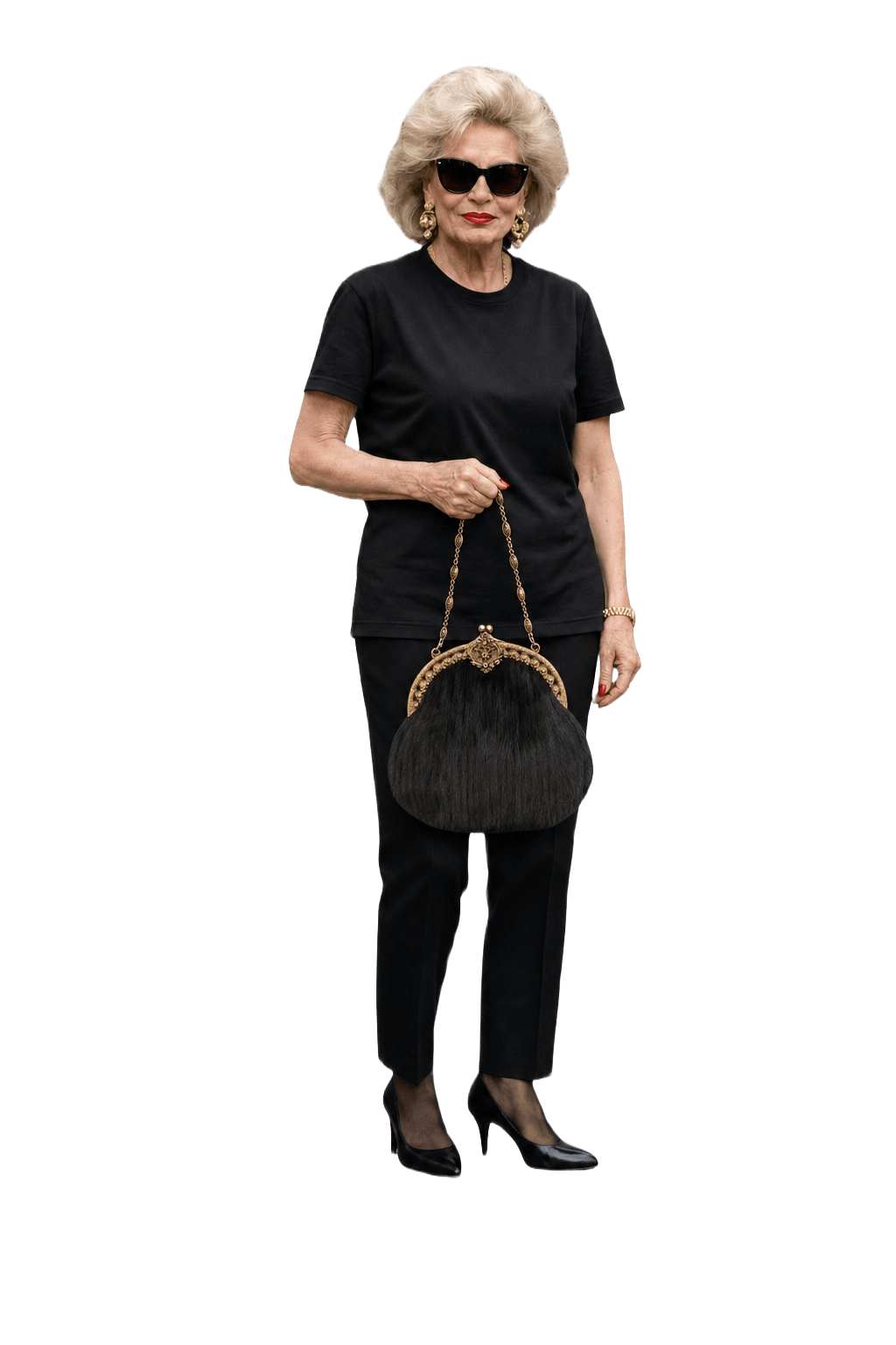 1960s Black Fur Bag - Model