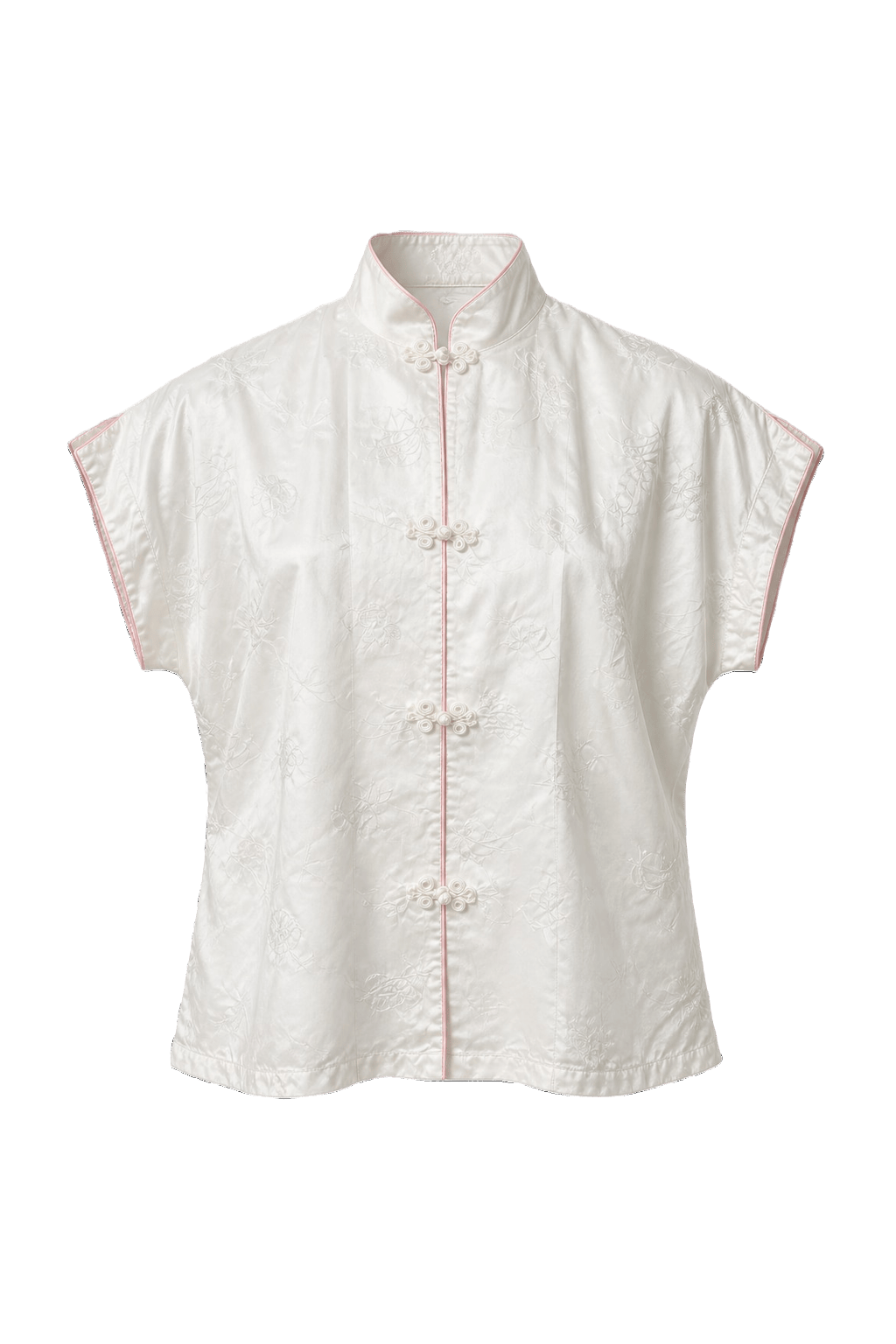 1970s Cream White Silk Blouse - Front View