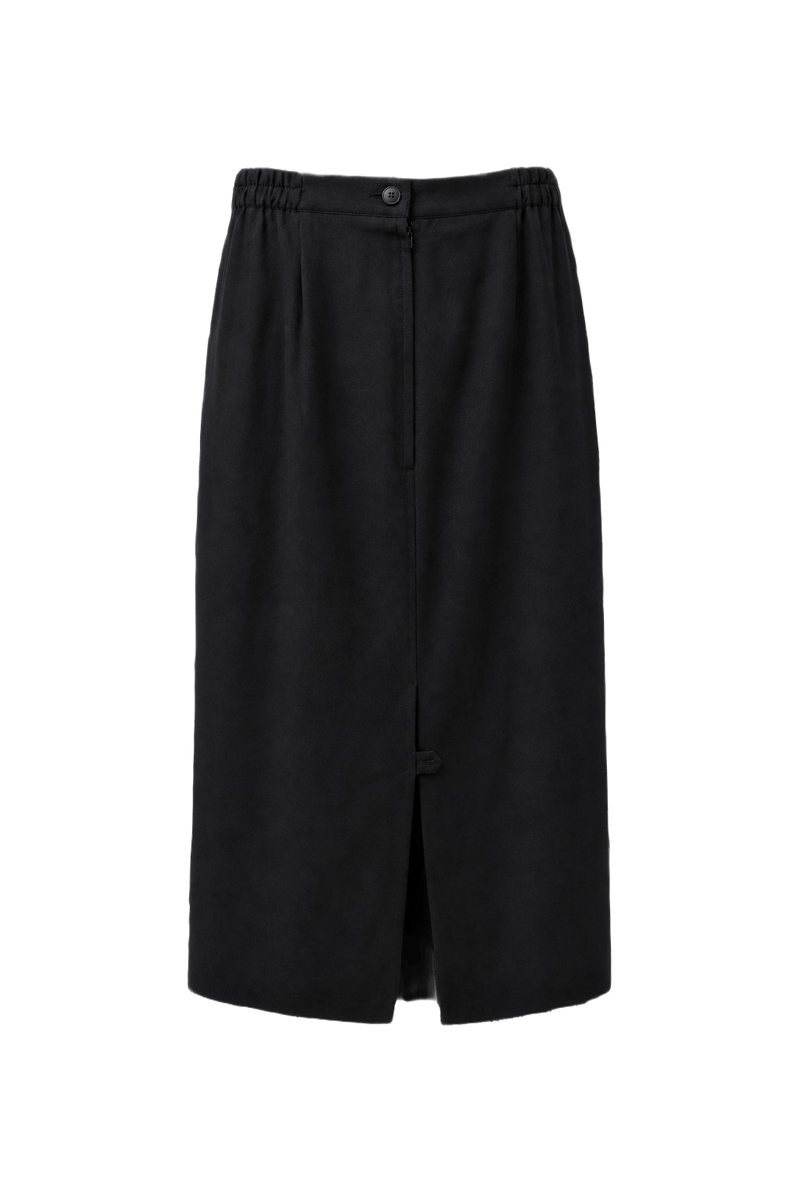 1990s Black Polyester Blend Skirt - Front View
