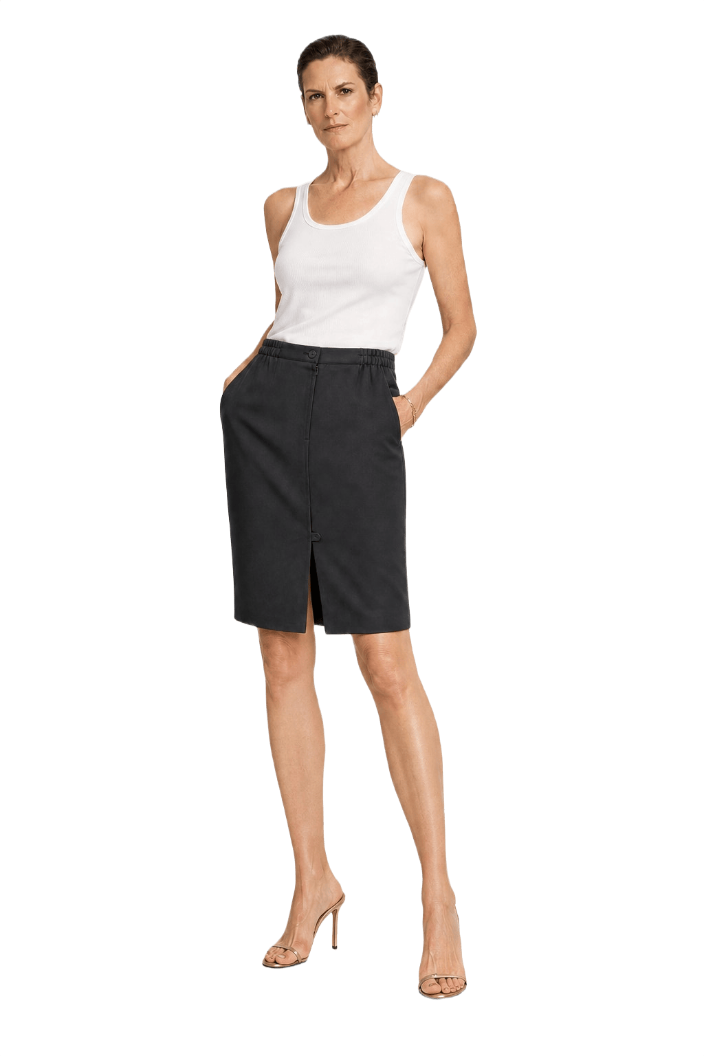 1990s Black Polyester Blend Skirt - Model
