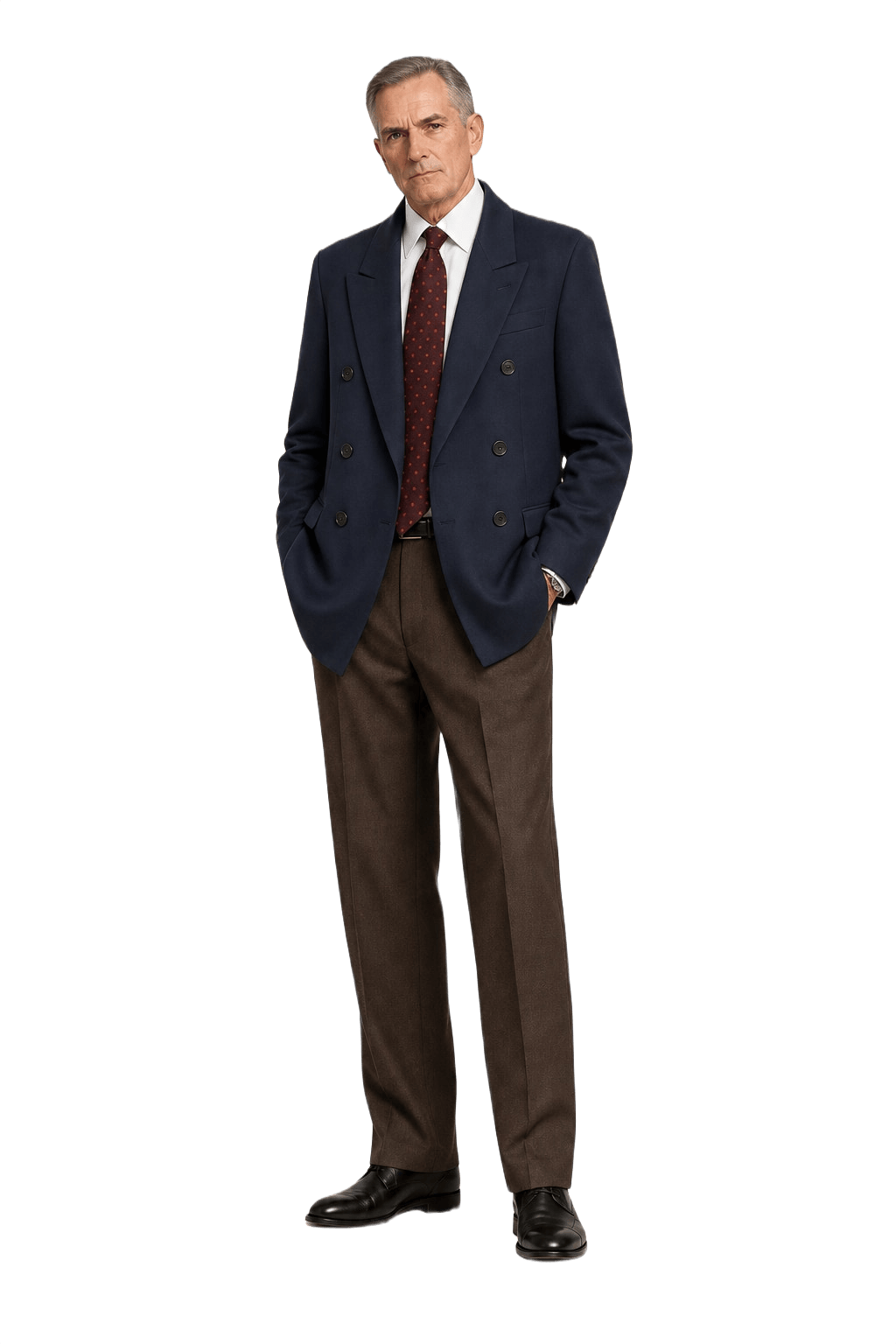 1990s Navy Blue Wool Blend Blazer - Model