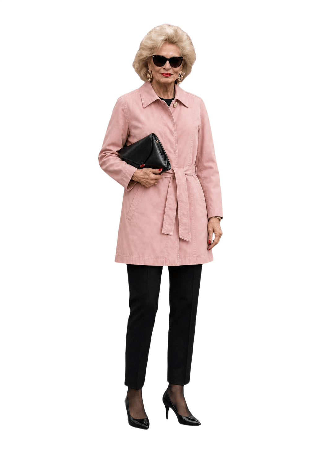 1970s Light Pink Cotton Blend Trench Coat - Model