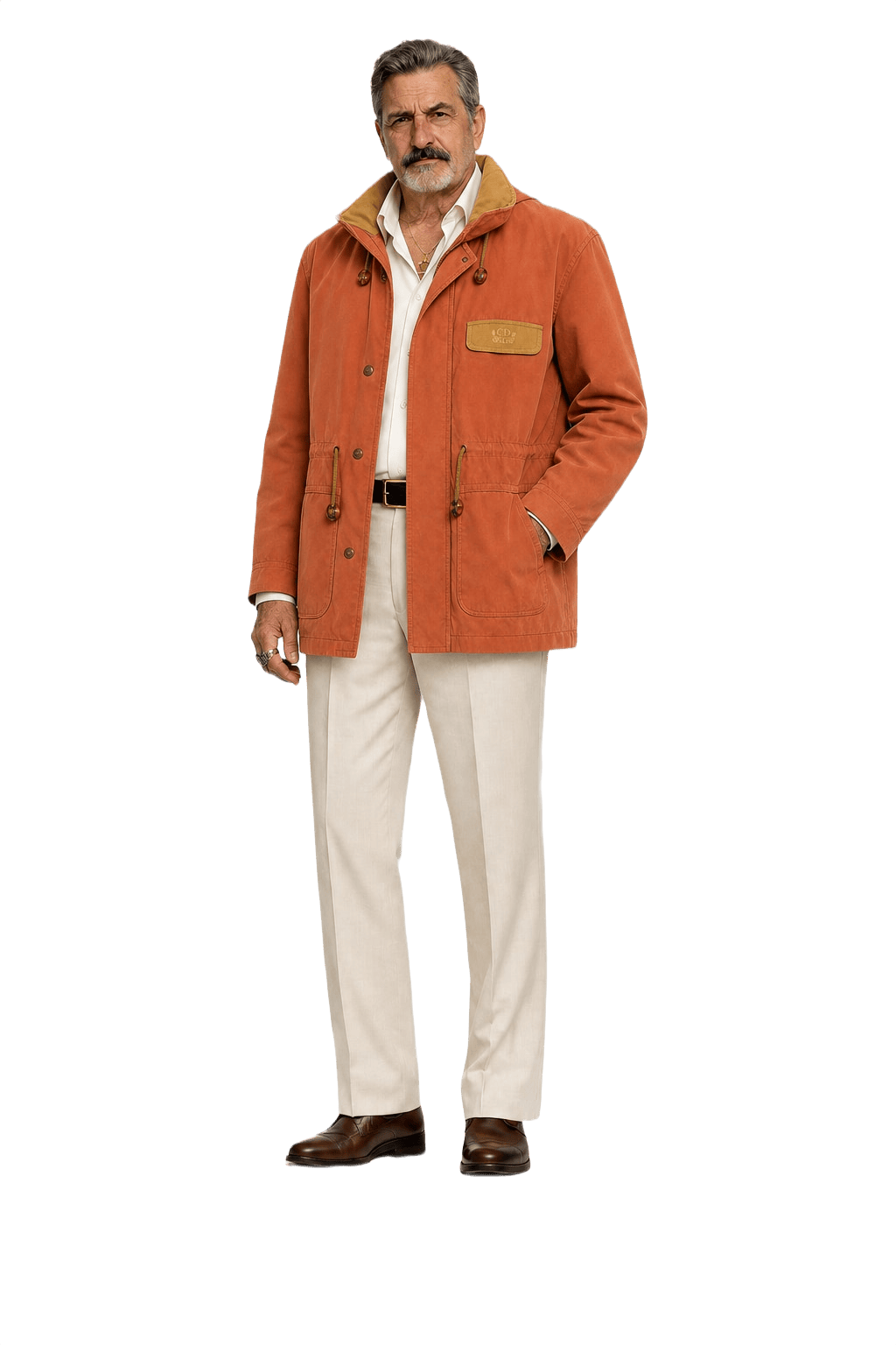 1980s Terracotta Orange Cotton Jacket - Model