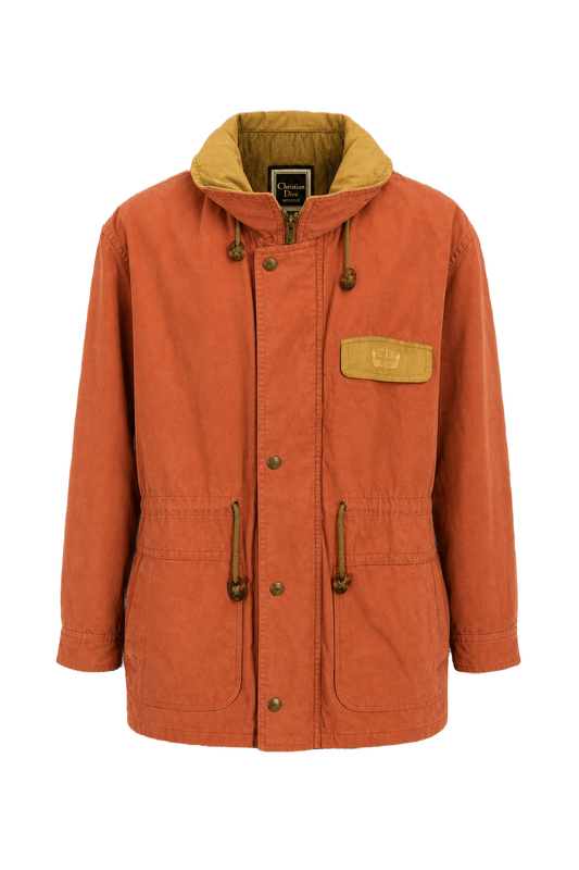 1980s Terracotta Orange Cotton Jacket - Front View
