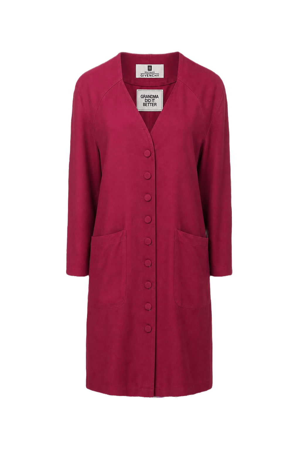 1980s Deep Burgundy Wool Blend Dress - Front View