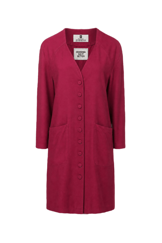 1980s Deep Burgundy Wool Blend Dress - Front View