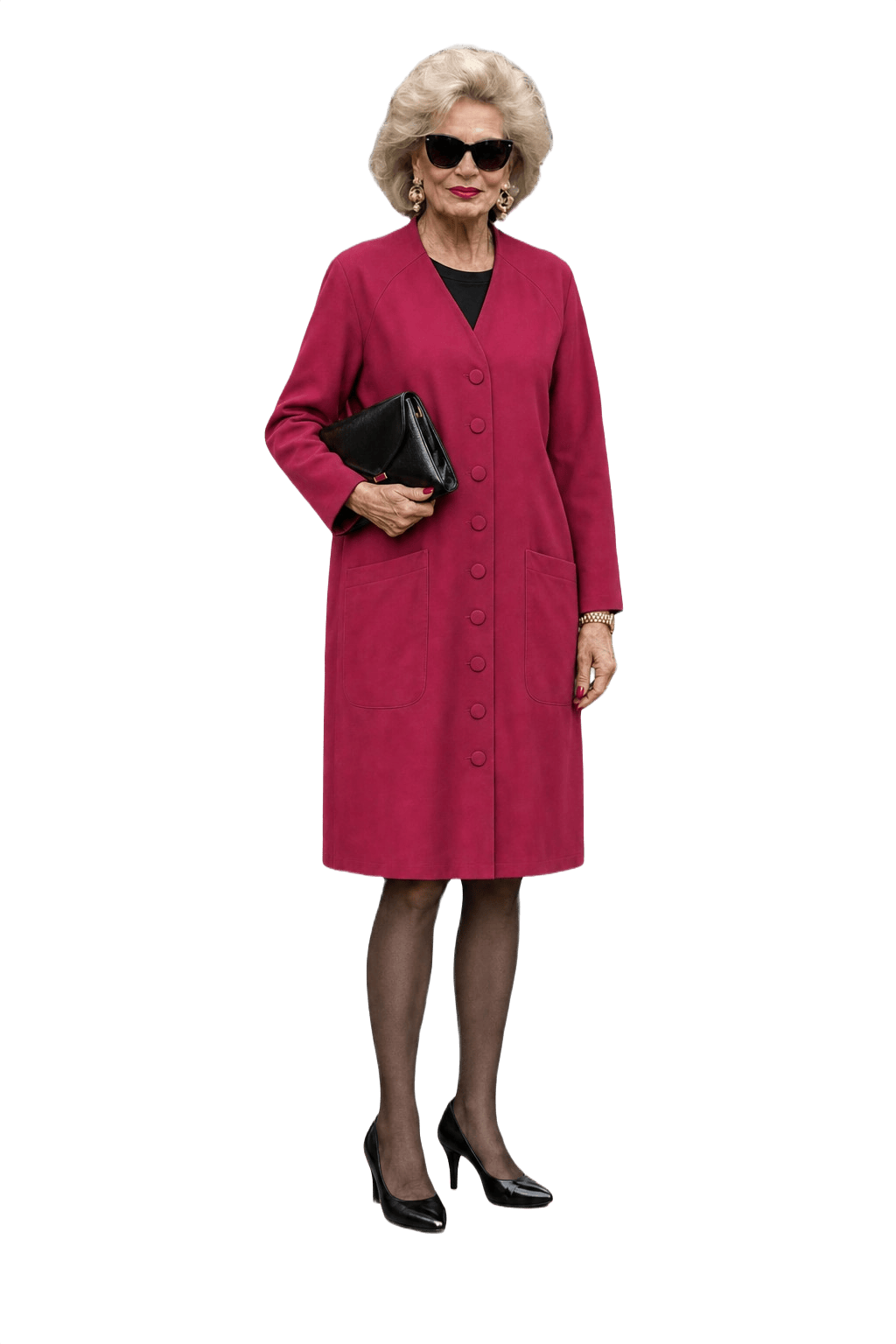 1980s Deep Burgundy Wool Blend Dress - Model
