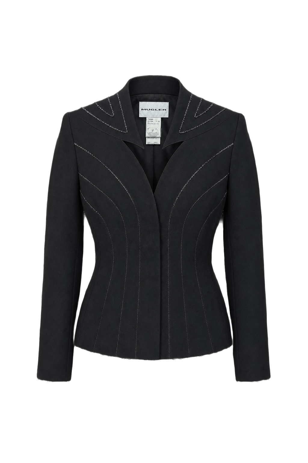 1990s Black Wool Blend Blazer - Front View