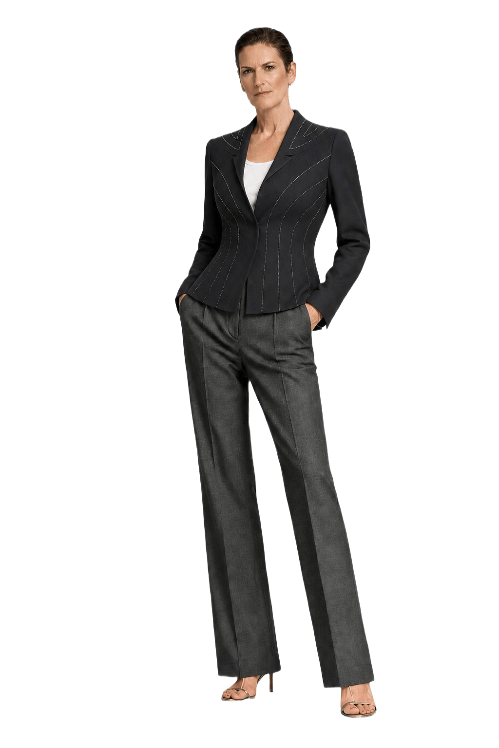 1990s Black Wool Blend Blazer - Model