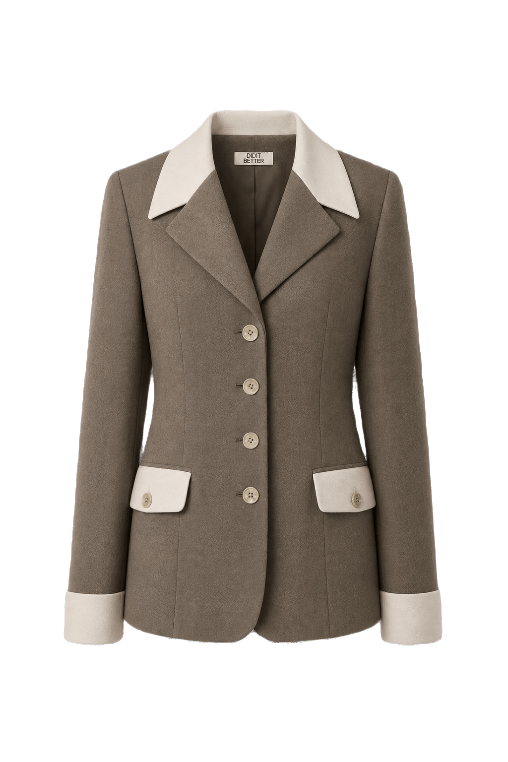 1990s Taupe Wool Blend Blazer - Front View
