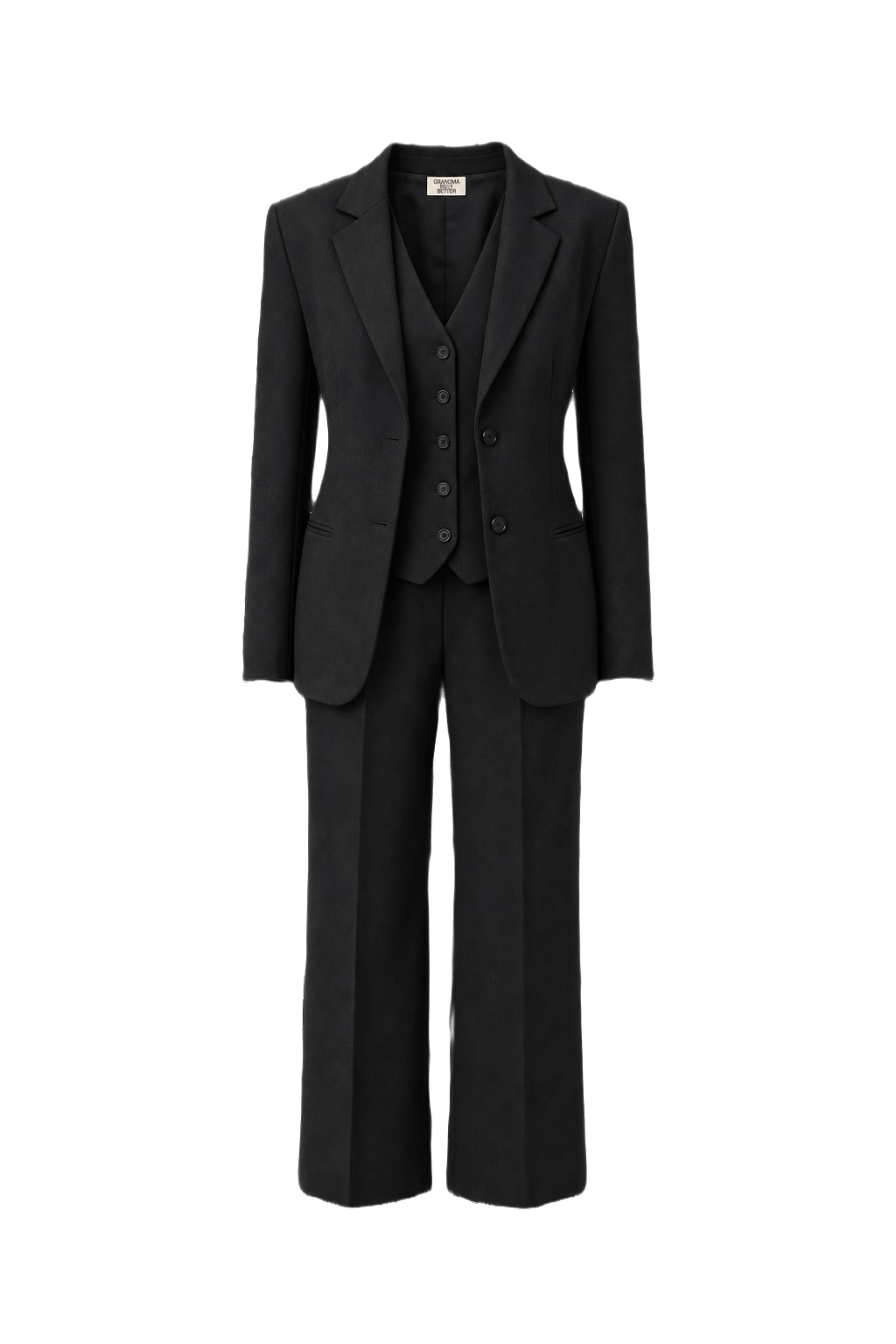 1990s Black Wool Blend 2-piece Suit - Front View