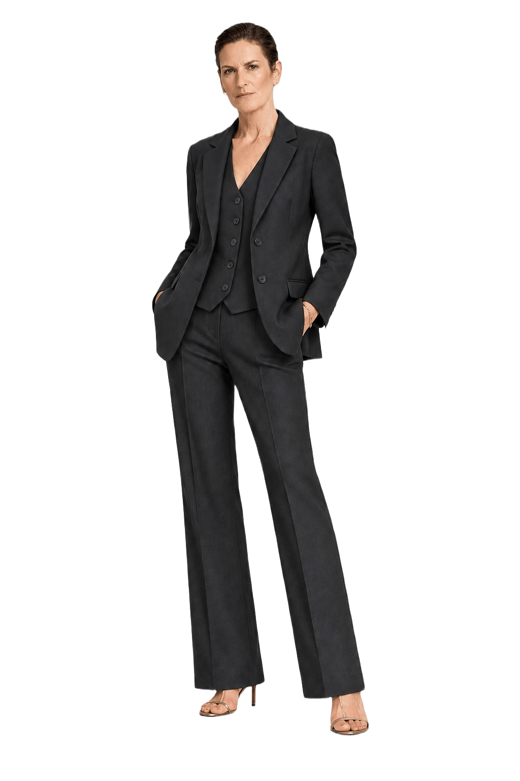 1990s Black Wool Blend 2-piece Suit - Model