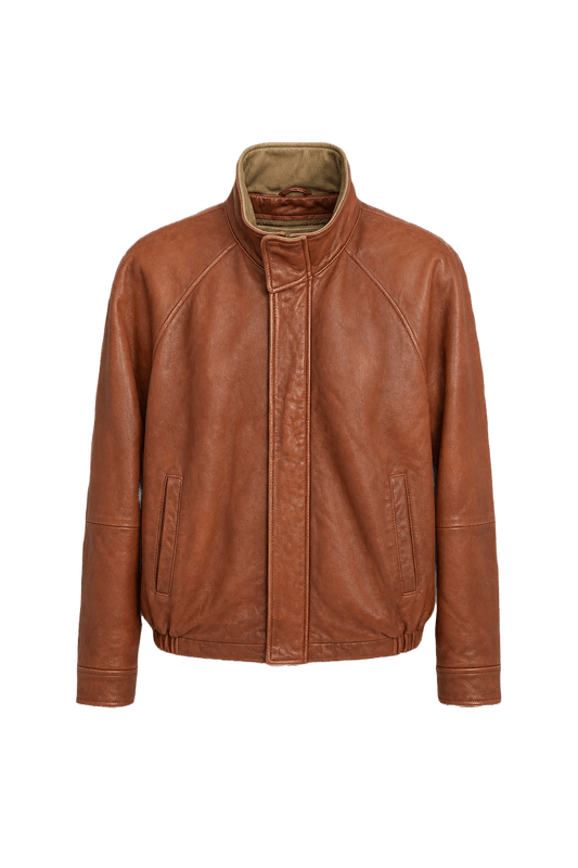 1990s Brown Leather Jacket - Front View