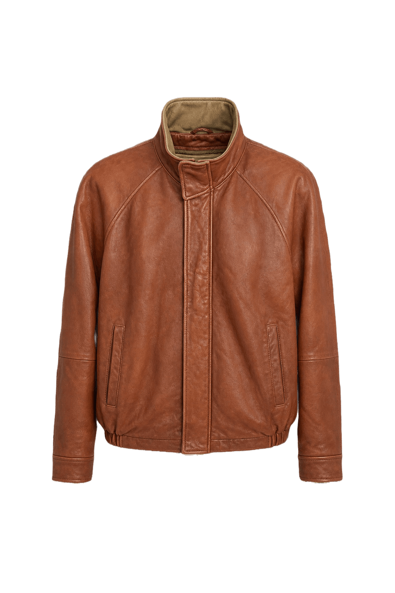 1990s Brown Leather Jacket - Front View