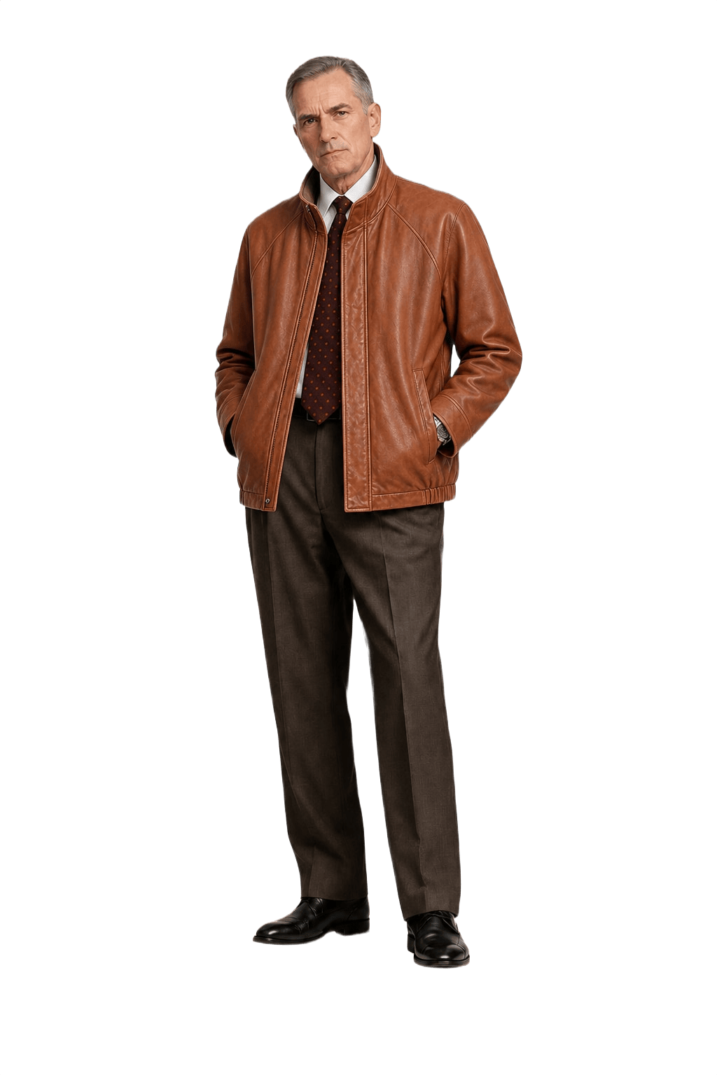 1990s Brown Leather Jacket - Model