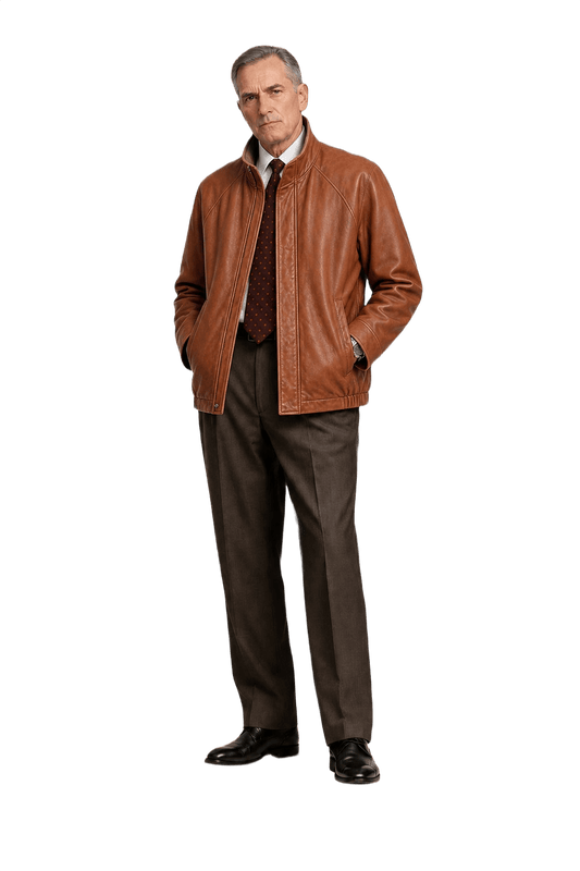 1990s Brown Leather Jacket - Model