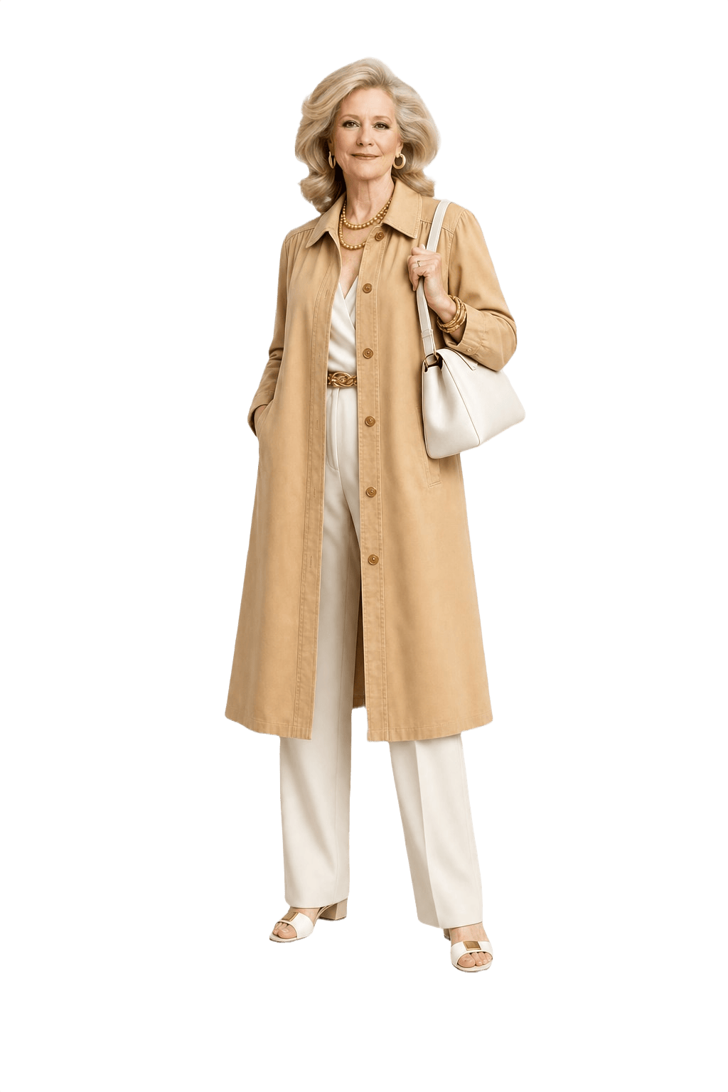 1970s Beige Cotton Blend Trench Coat - Model