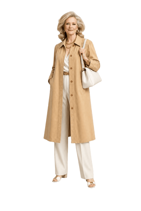 1970s Beige Cotton Blend Trench Coat - Model