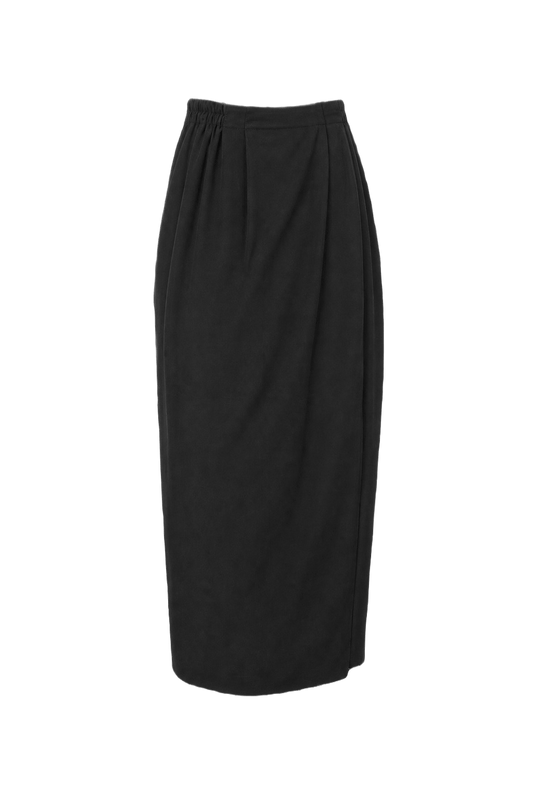 1990s Black Wool Blend Skirt - Front View