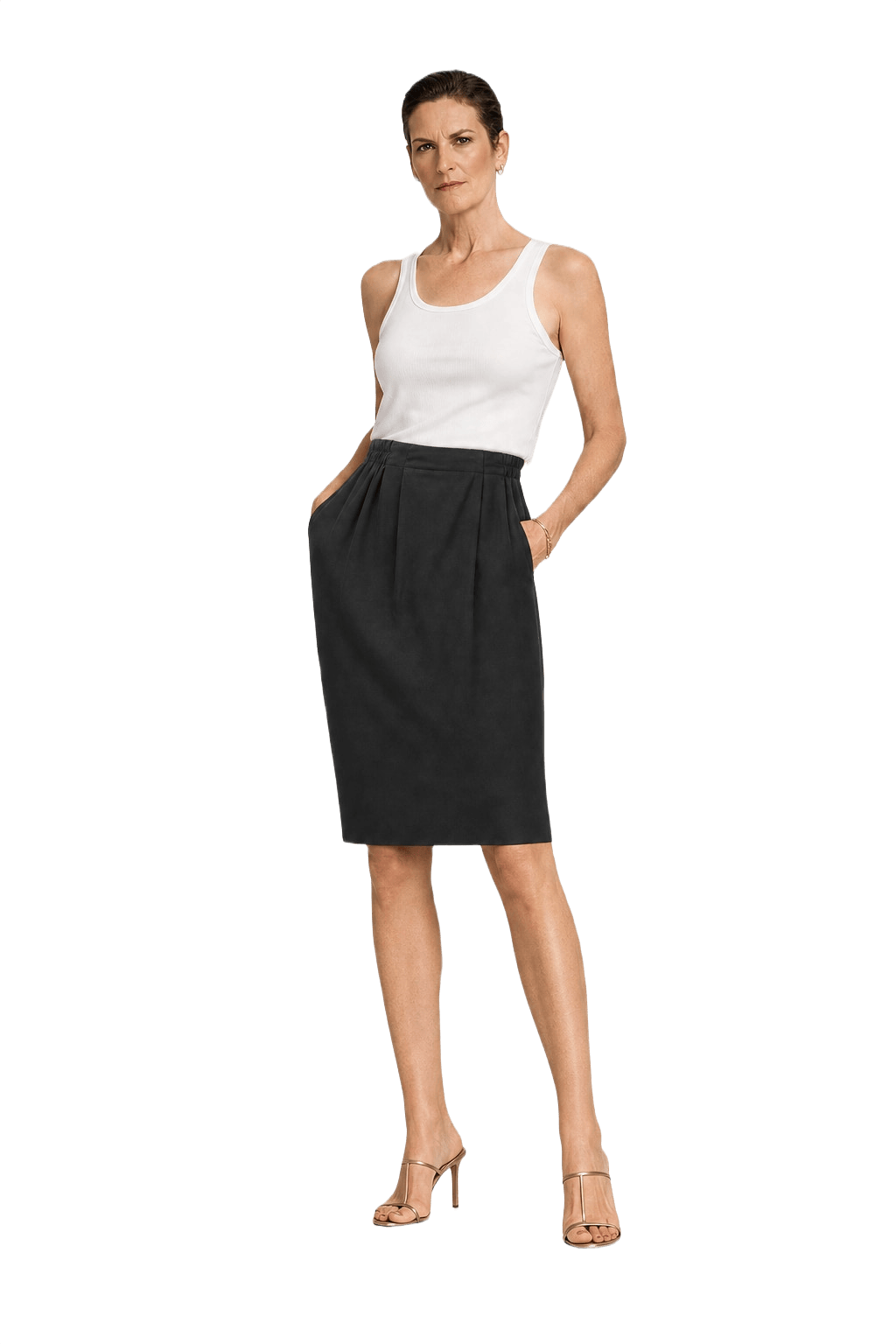 1990s Black Wool Blend Skirt - Model