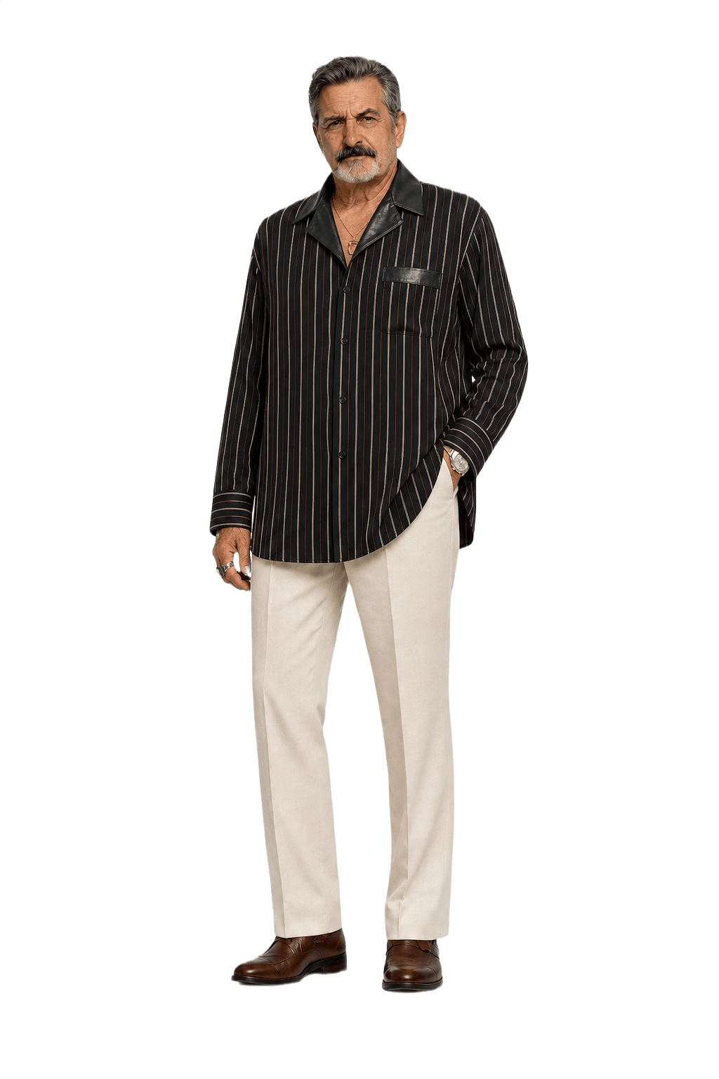 1980s Black Polyester Blend Shirt - Model