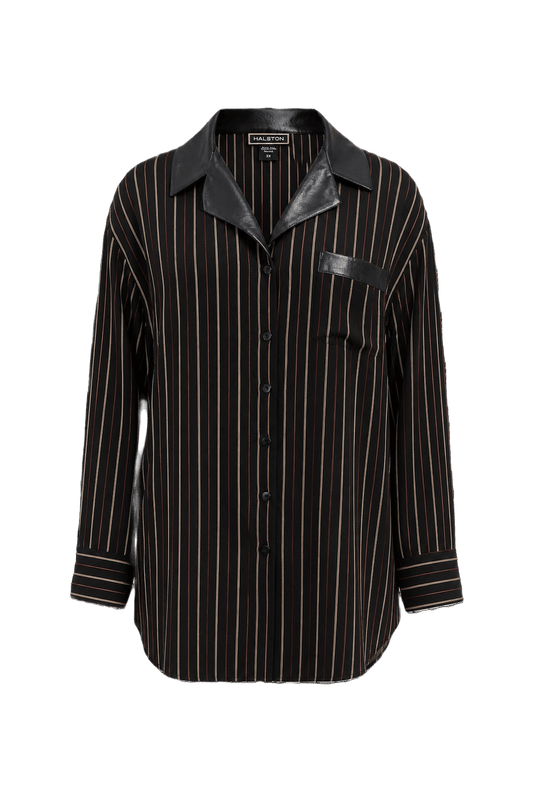 1980s Black Polyester Blend Shirt - Front View