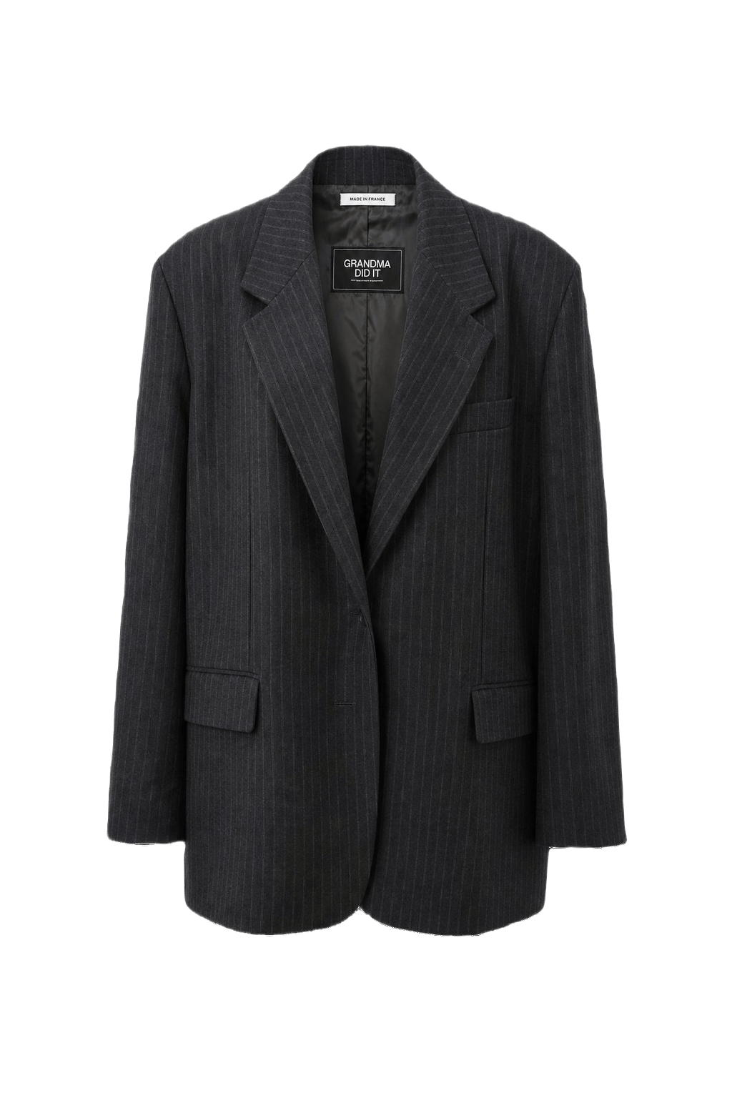 1990s Charcoal Grey Wool Blazer - Front View