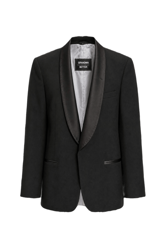 1990s Black Wool Blend Blazer - Front View