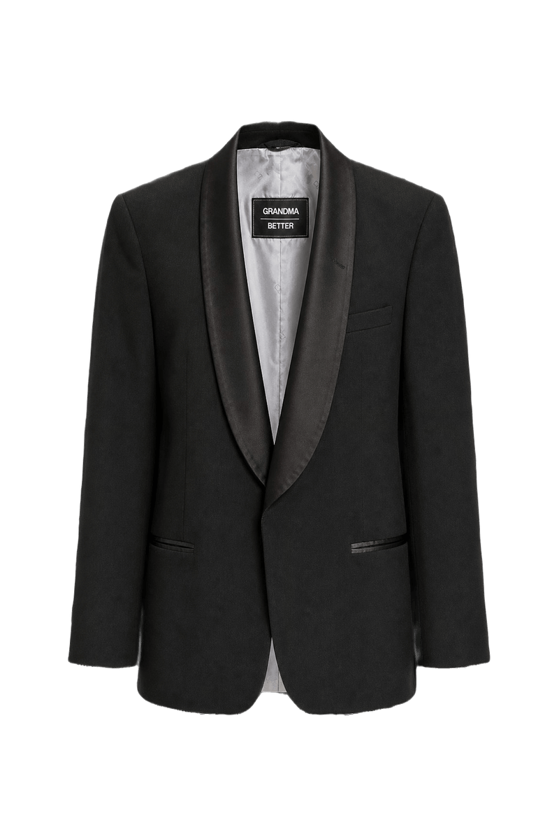 1990s Black Wool Blend Blazer - Front View