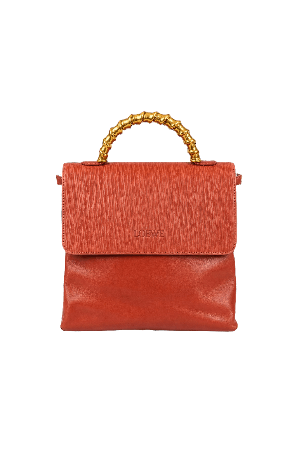 1980s Burnt Orange Leather Handbag - Front View