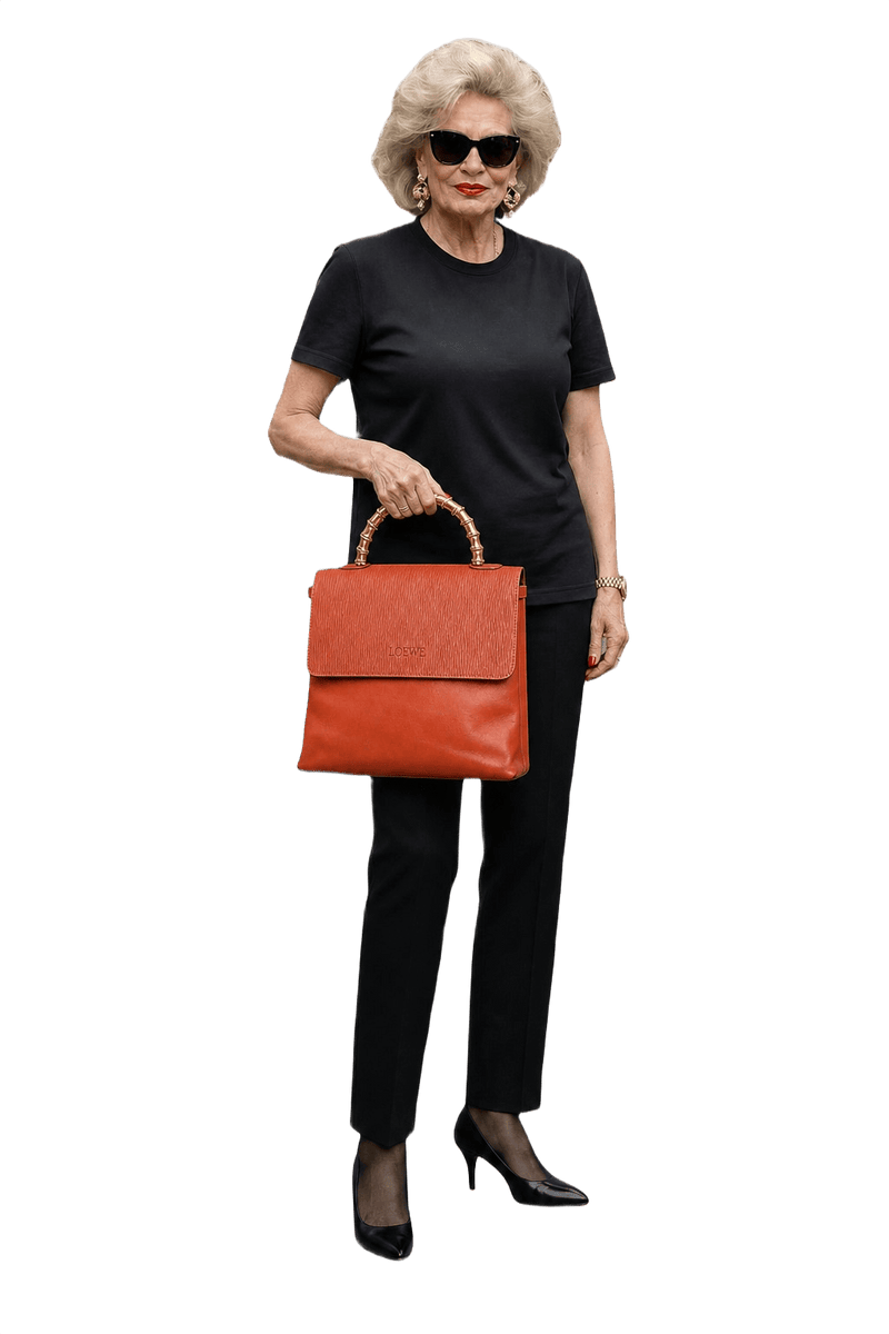 1980s Burnt Orange Leather Handbag - Model