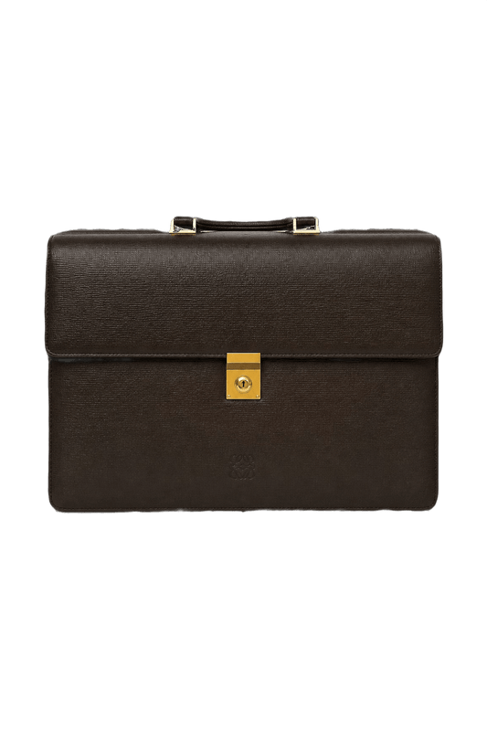 [1990s] Dark Brown Leather Bag - Front View