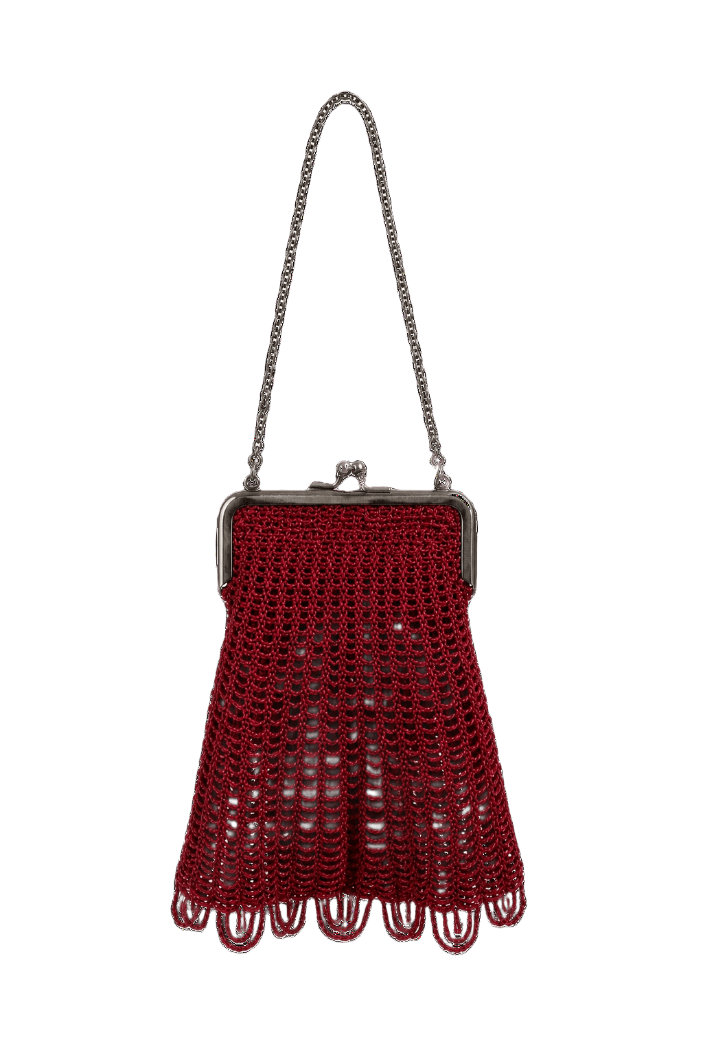1970s Burgundy Red Crochet Bag - Front View