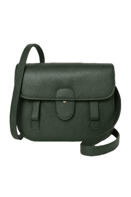 1980s Emerald Green Leather Bag - Front View