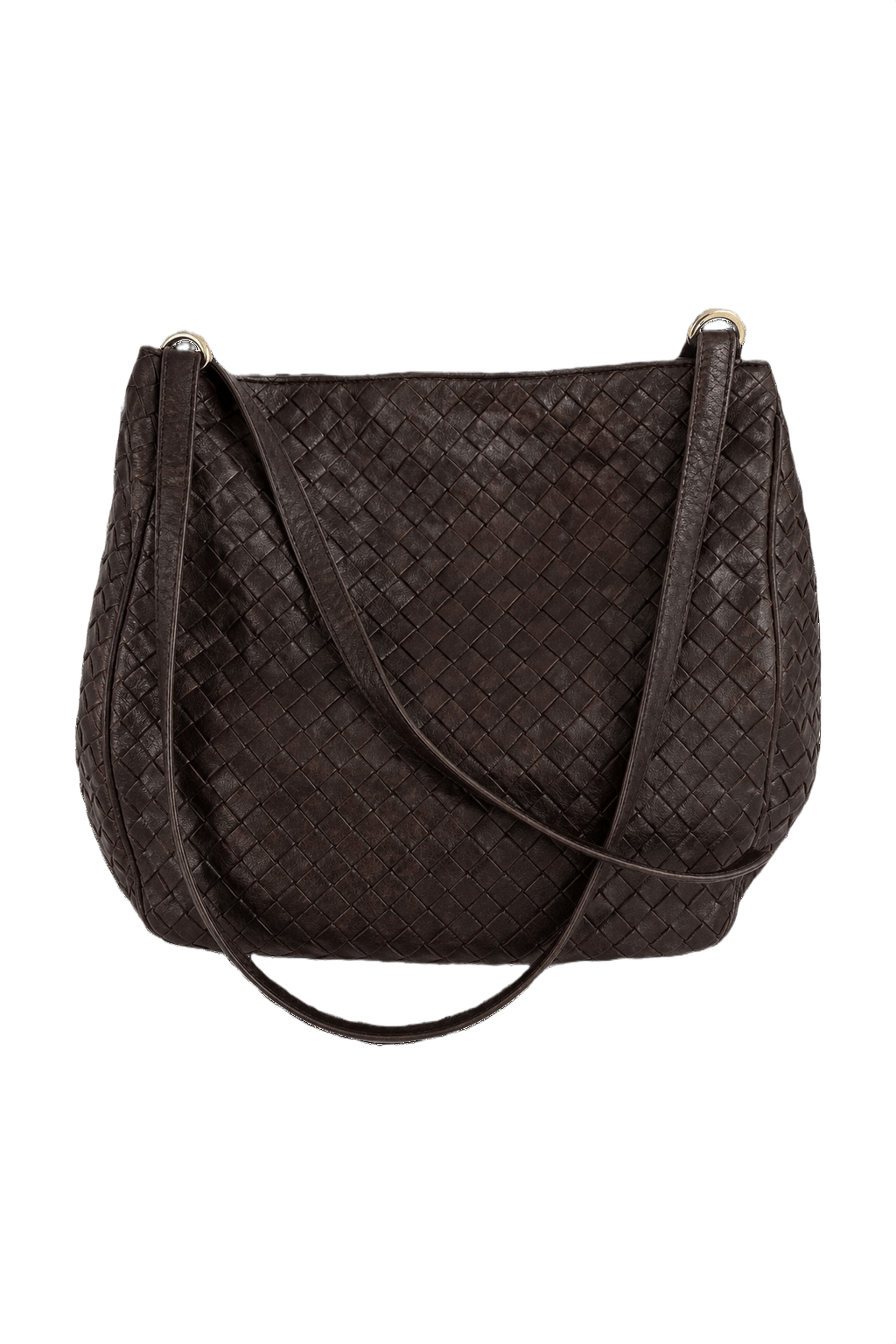 1980s Dark Brown Woven Leather Bag - Front View