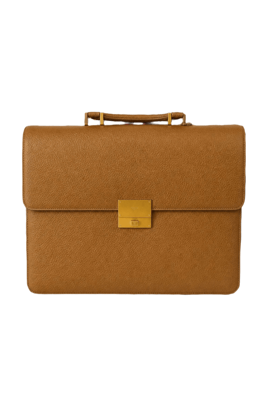 [1980s] Camel Leather Bag - Front View