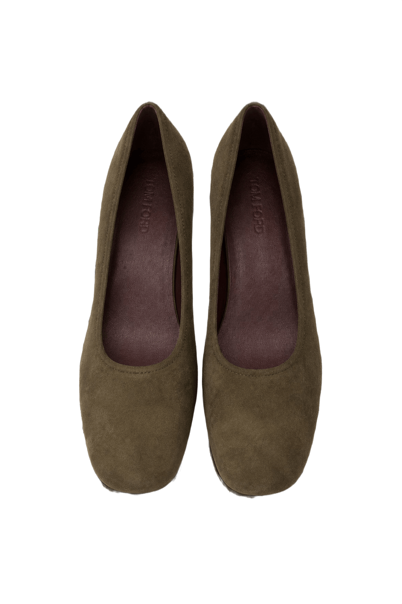 1980s Olive Green Suede Shoes - Front View