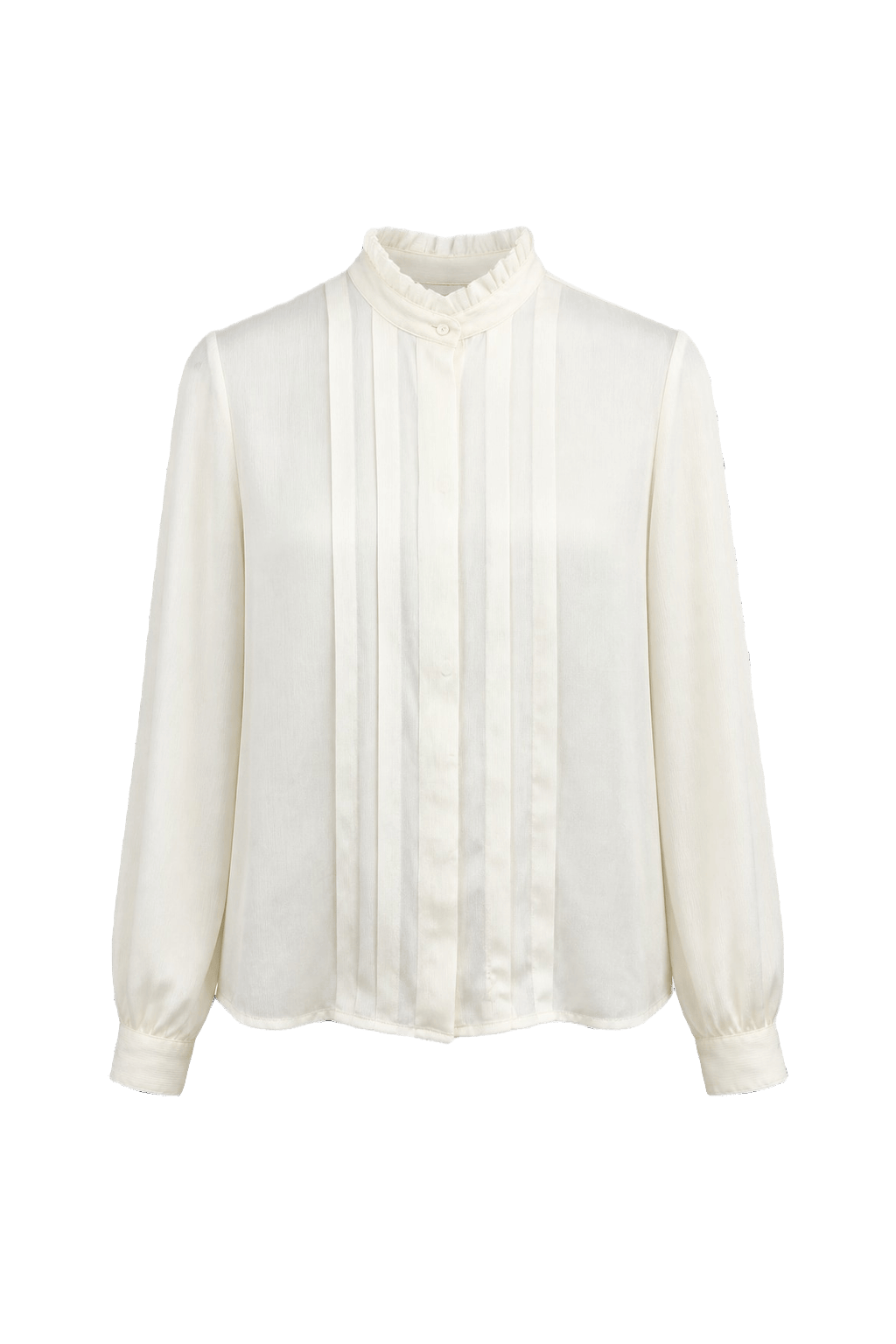 1990s Cream Polyester Blouse - Front View