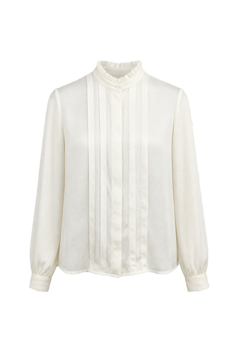 1990s Cream Polyester Blouse - Front View
