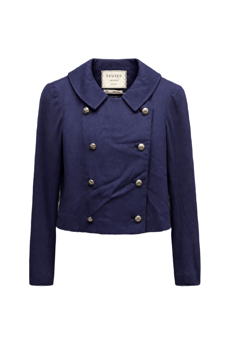 1950s Navy Blue Wool Jacket - Front View