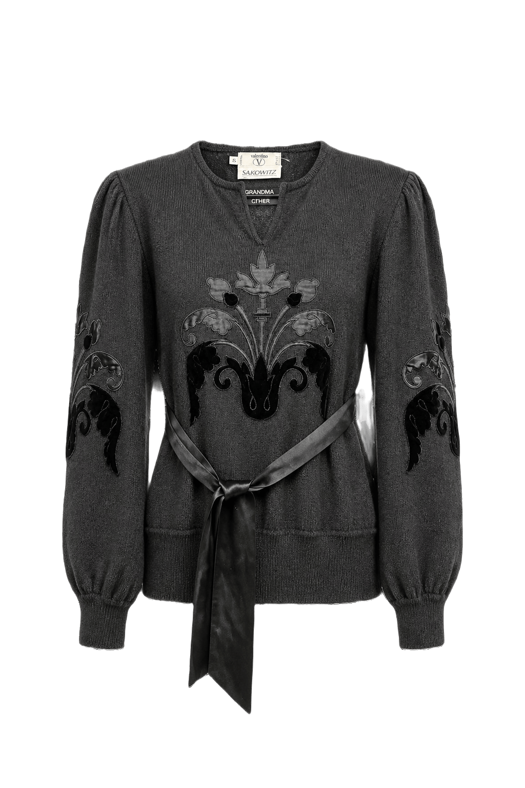 1980s Charcoal Grey Wool Sweater - Front View