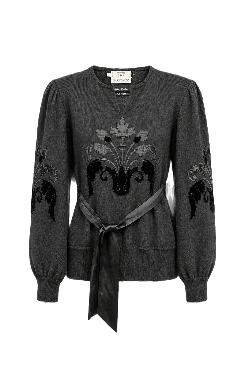 1980s Charcoal Grey Wool Sweater - Front View