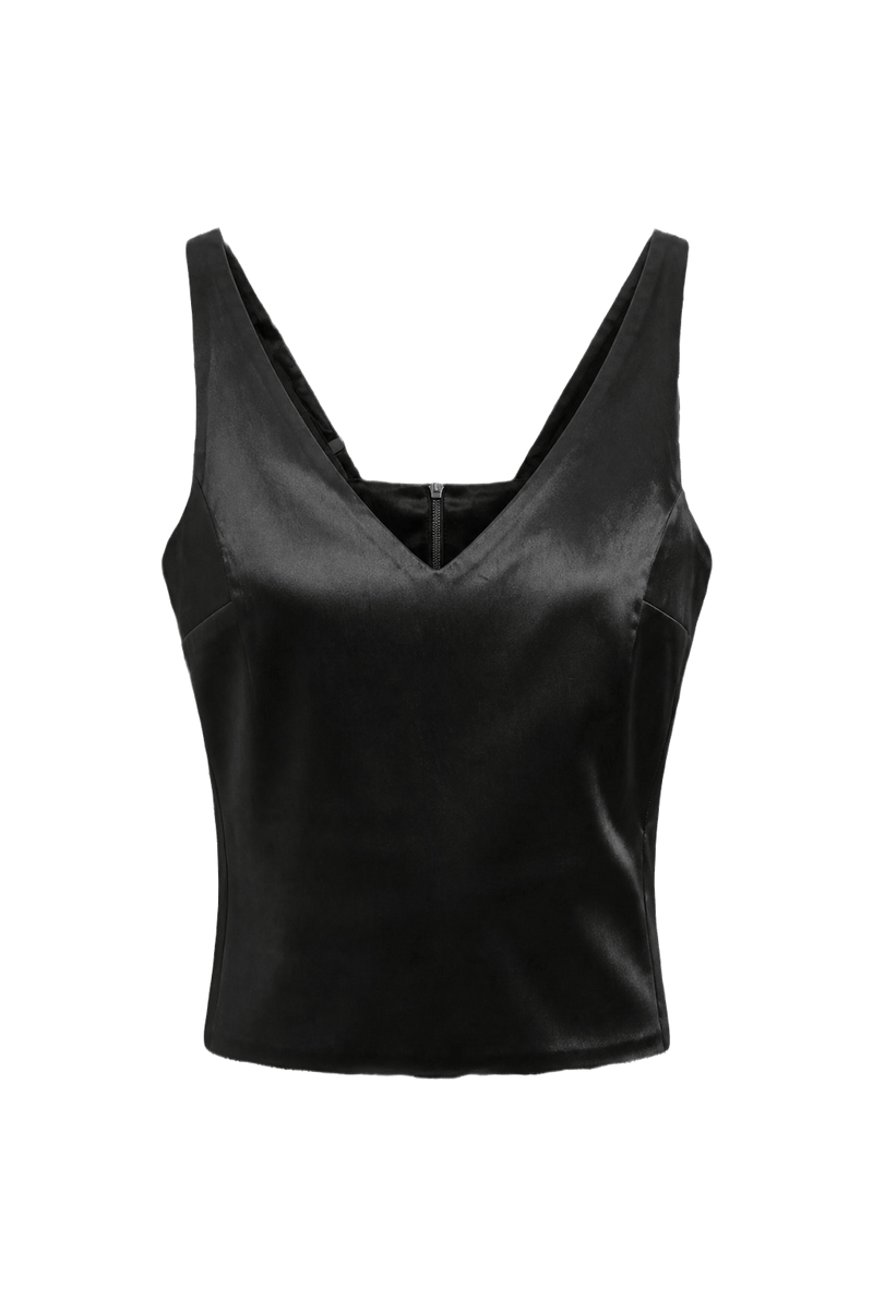 1990s Black Polyester Tank Top - Front View