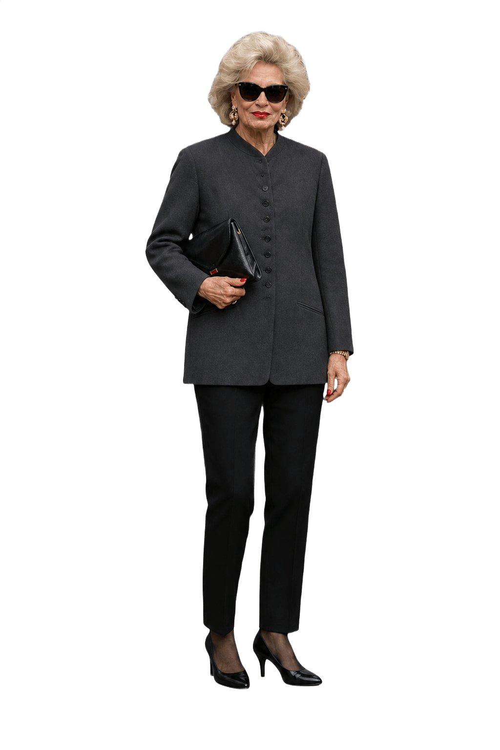 1980s Charcoal Grey Wool Blazer - Model