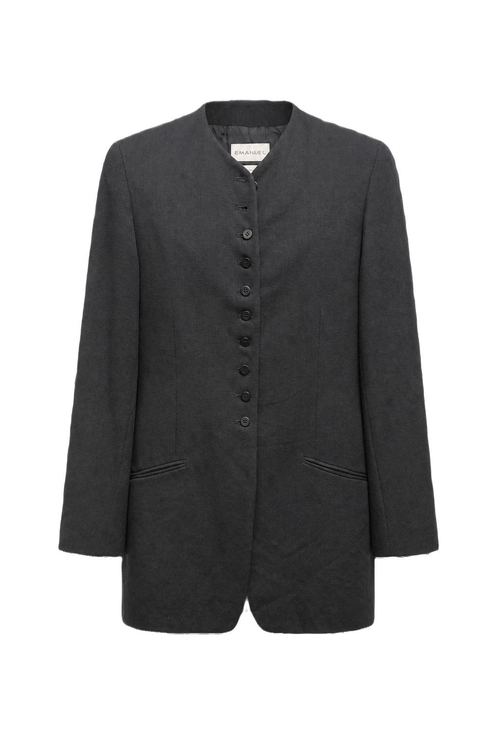 1980s Charcoal Grey Wool Blazer - Front View