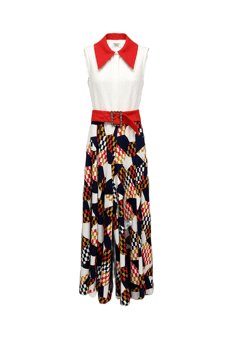 1960s Multi-Color Polyester Dress - Front View