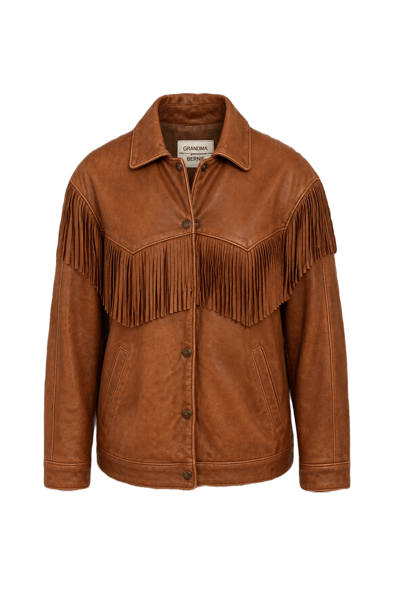 1970s Tan Leather Jacket - Front View